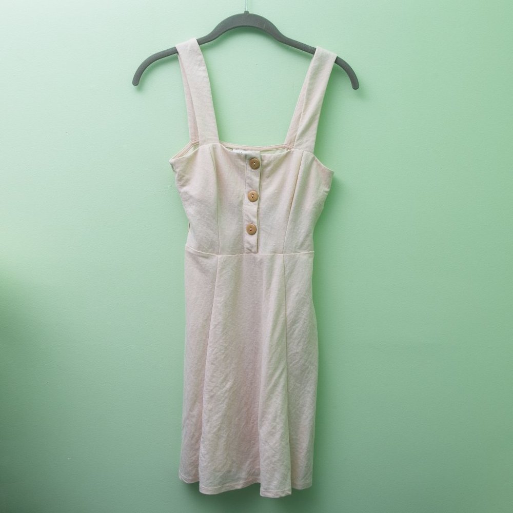 Topshop cream square neck dress with buttons